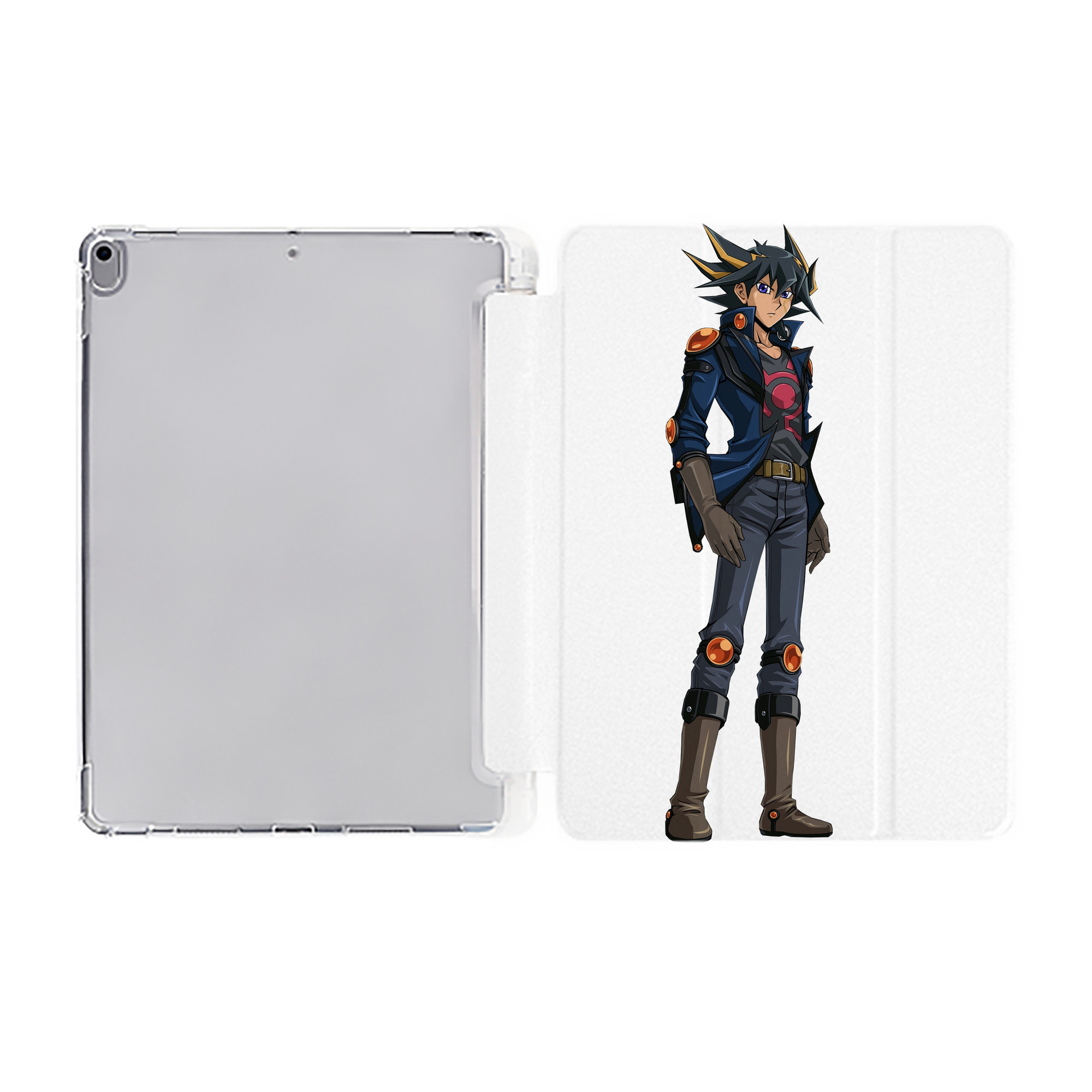 （画像用） 遊☆戯☆王 Yu-Gi-Oh! IPad ケース ペン収納付き 三つ折りスタンド PUレザー×シリコン 対応機種9.5/10.5/10.9インチ